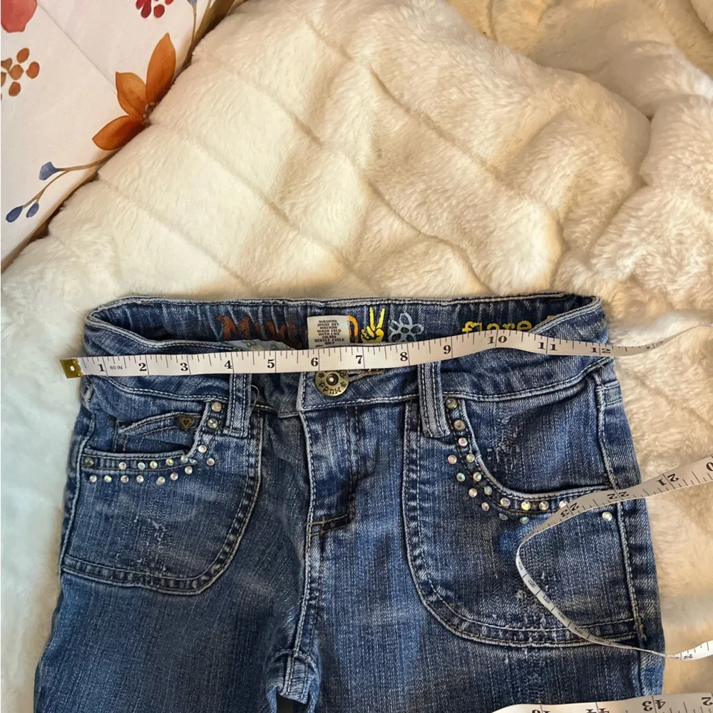 Vintage Y2K Mudd Girls 8 Rhinestone Girlhood Flare Casual Spring Denim Jeans